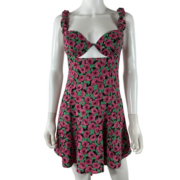 For Love & Lemons 'Giulia' Pink Viscose Mini Dress Size S - Picture 2 of 4